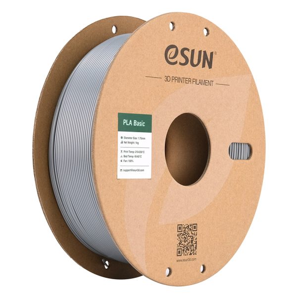 eSUN PLA Basic SREBRNA (Silver) 1kg 1.75mm PaperRoll (PLA-BASIC175S1P1)
