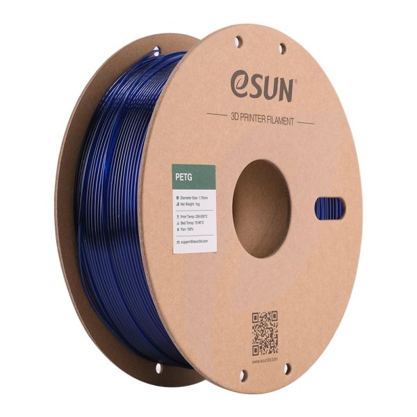 eSUN PETG Basic TRANSPARENTNA PLAVA (Translucent Blue) 1kg 1.75mm PaperRoll